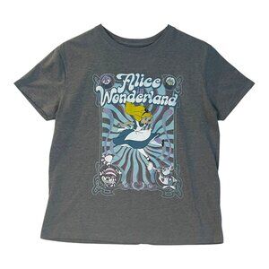 Disney T-Shirt Womens S Gray Alice In Wonderland Graphic Crewneck Short Sleeve
